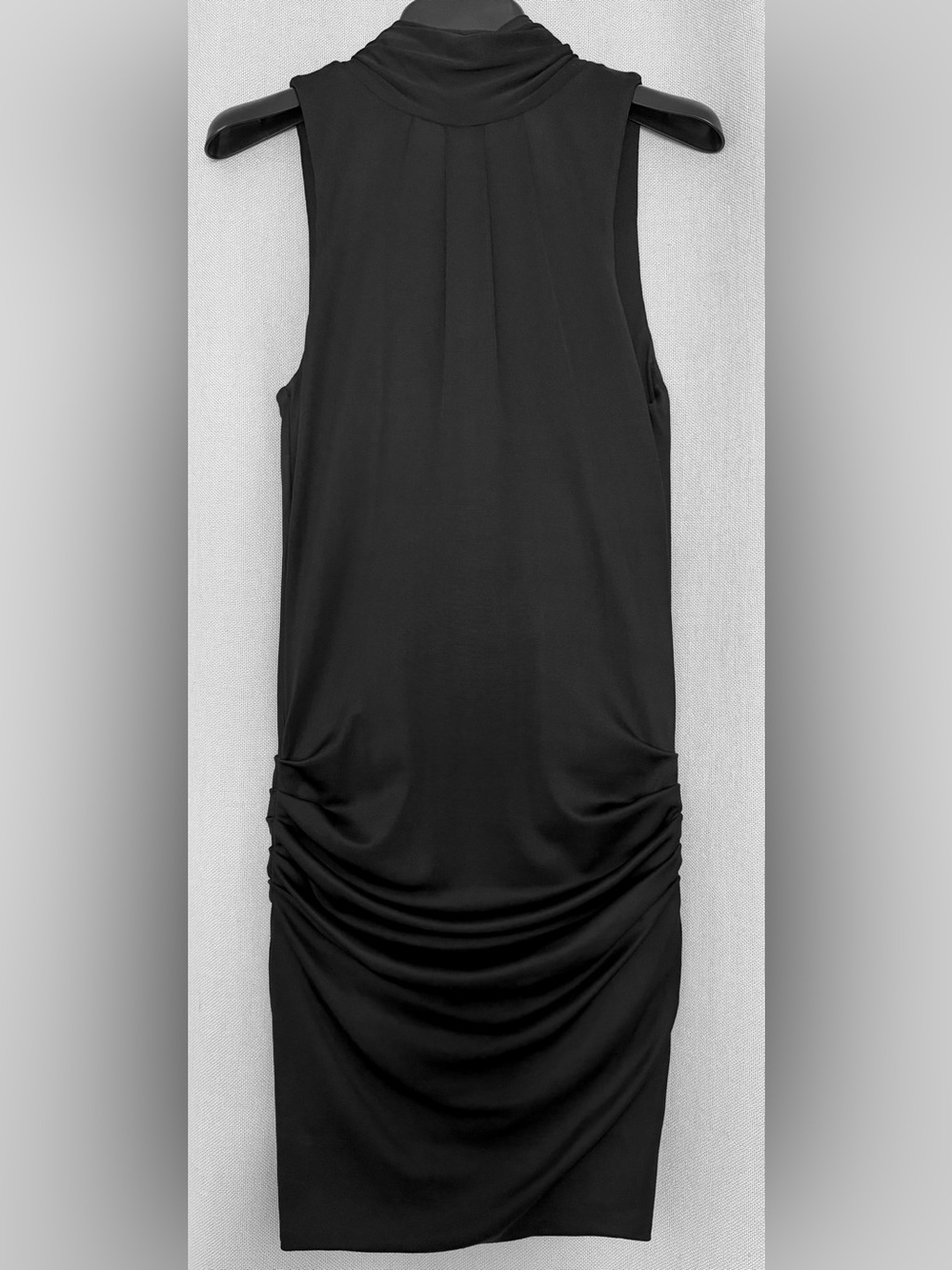 Marciano Black Sleeveless Ruched Midi Dress
